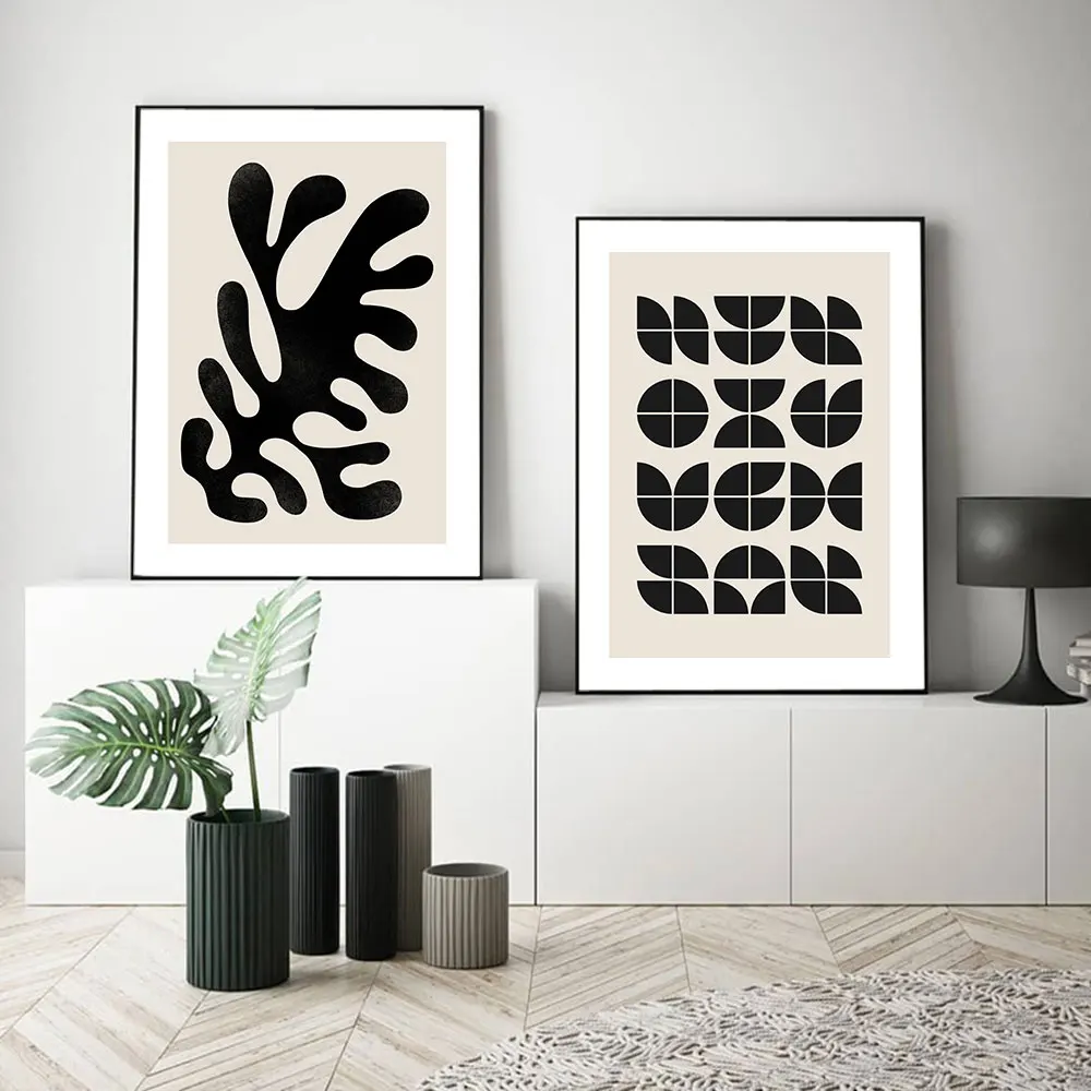 

Boho Matisse Poster Beige Black Abstract Minimalist Art Canvas Paintings Wall Print Pictures Bedroom Living Room Home Decor
