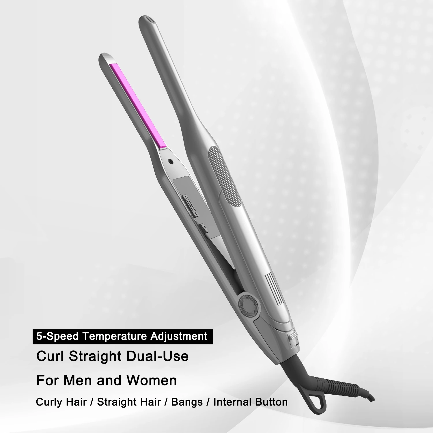 

2 In 1 Hair Straightener Curler For Women Men 5-Speed Temperature LED Display Anti-Scald Design Hair Straightening Curling Iron