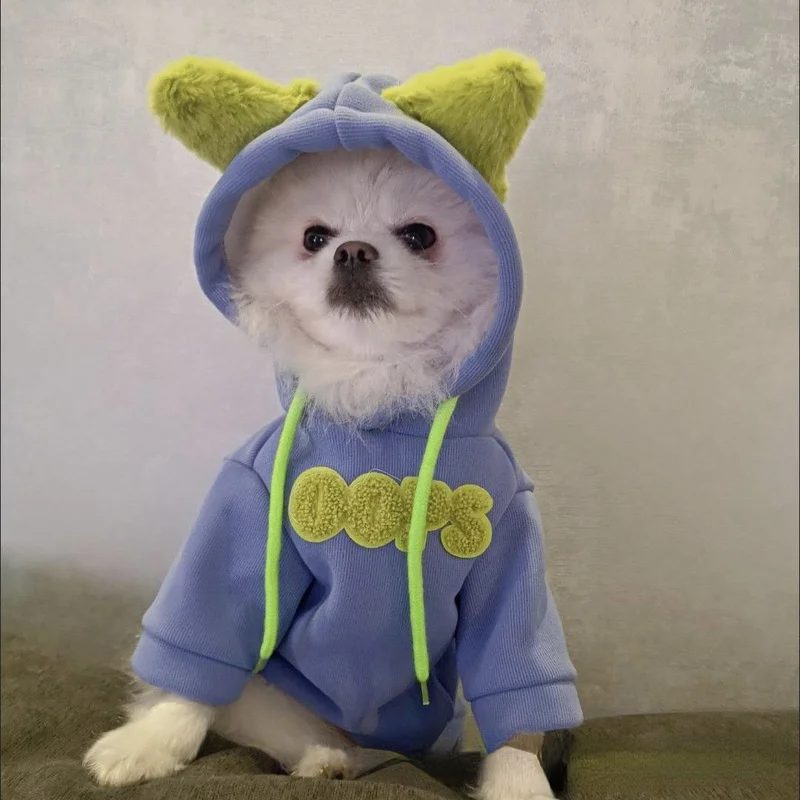 

Letter Hoodie Pet Dog Clothes Fashion Cotton for Dogs Clothing Thicken Small Cute Autumn Winter Boy Blue Chihuahua Pet Products