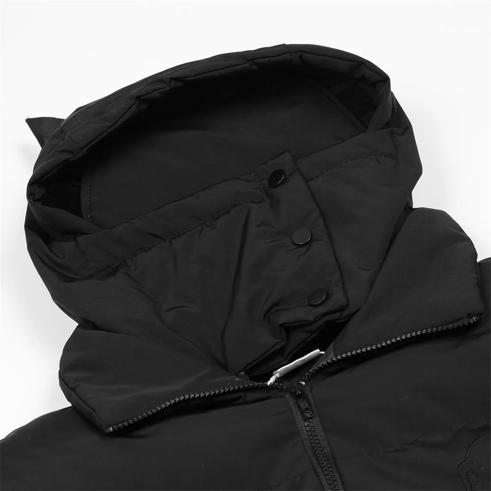 Cowhorn Hooded Cotton Padded Men's Winter Wear European and American Fashion Brand Loose Drawcord Warm Thickened Padded Jacket
