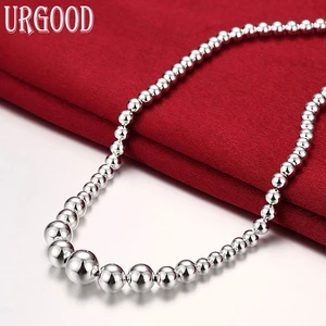 925 Sterling Silver 18 Inches Bead Chain Necklace For Women Man Party Engagement Wedding Fashion Jewelry
