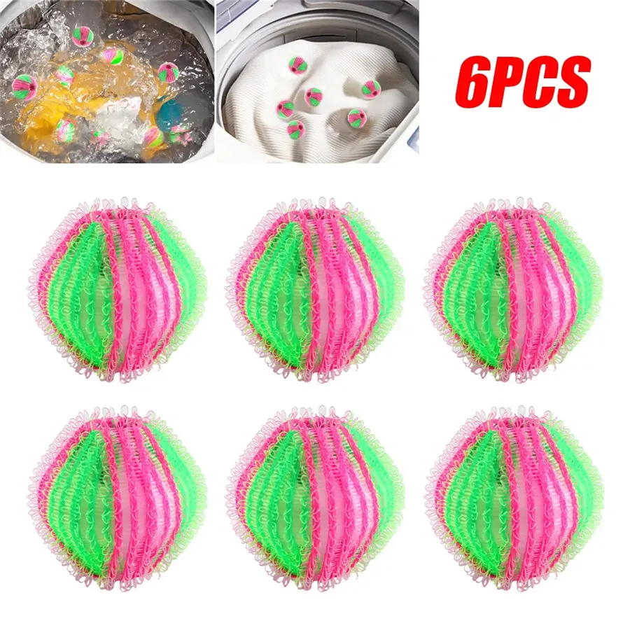 

6Pcs Washing Machine Hair Remover Laundry Ball Fluff Cleaning Lint Fuzz Grab For Laundry Remove Long Pets Hair From Clothes