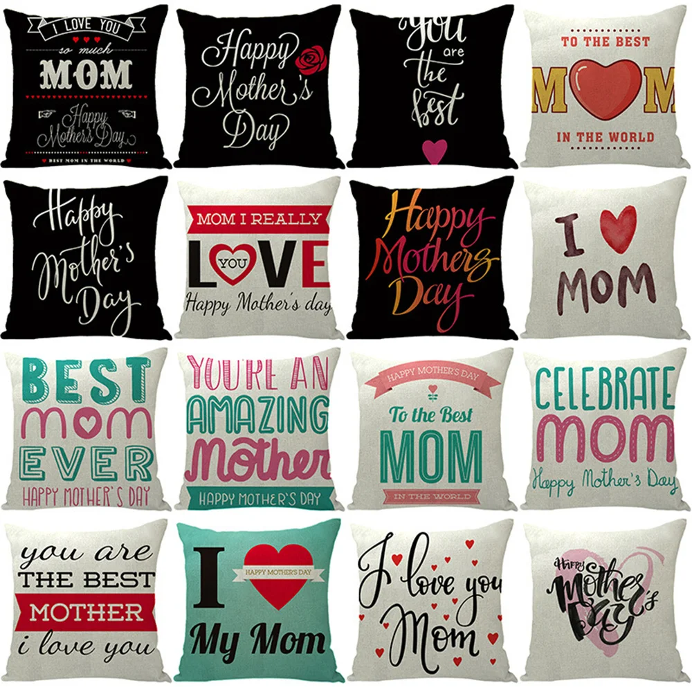 

Linen Pillow Case Mother's Day Home Decor Pillow Cover for Sofa Bedroom Living Room Comfortable Pillowcase Decoration 45*45cm