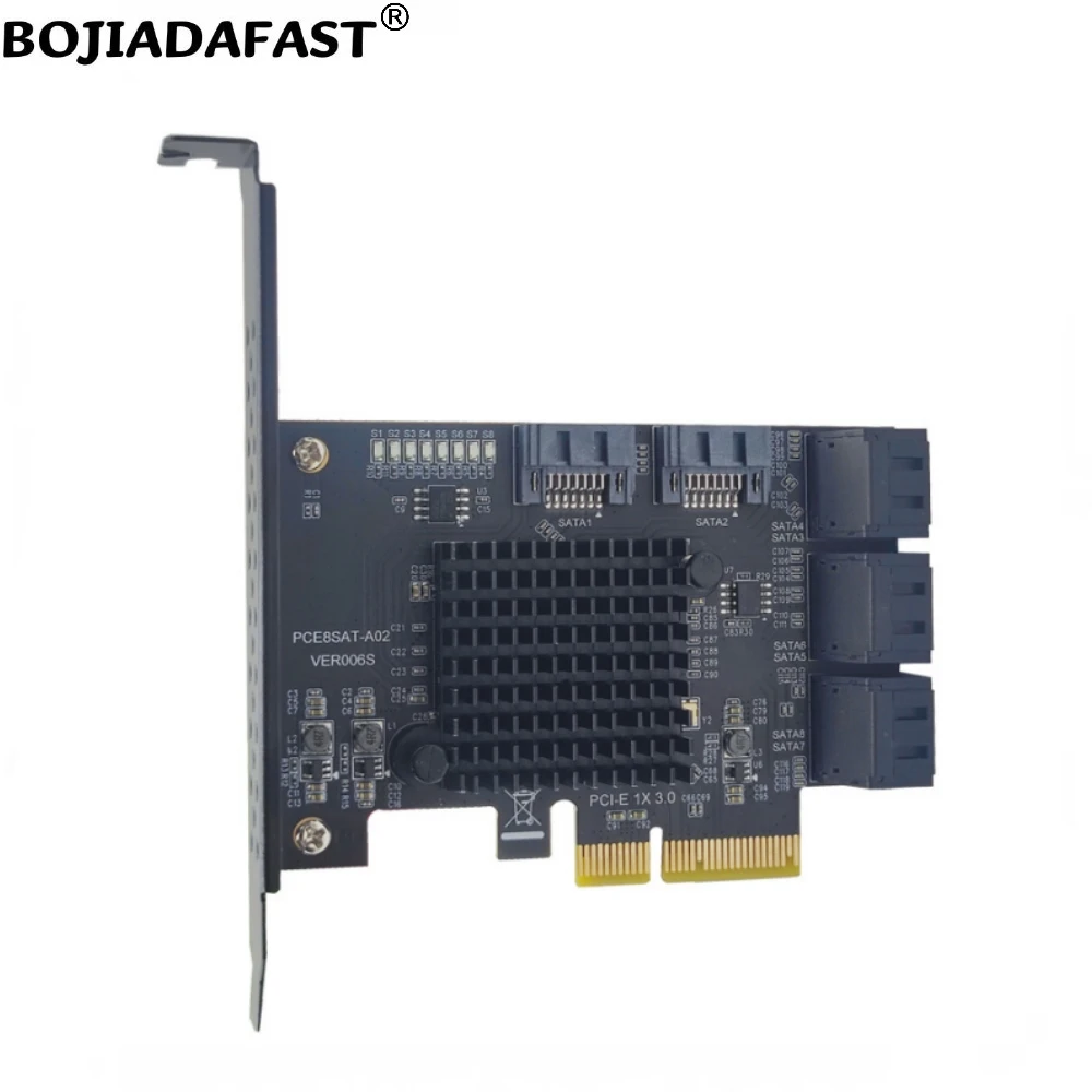 PCI-E 3.0 4X–8*SATA Разъем Контроллер расширения Riser Card 6 Гбит/с ASM1166 + JMB5XX Для жесткого