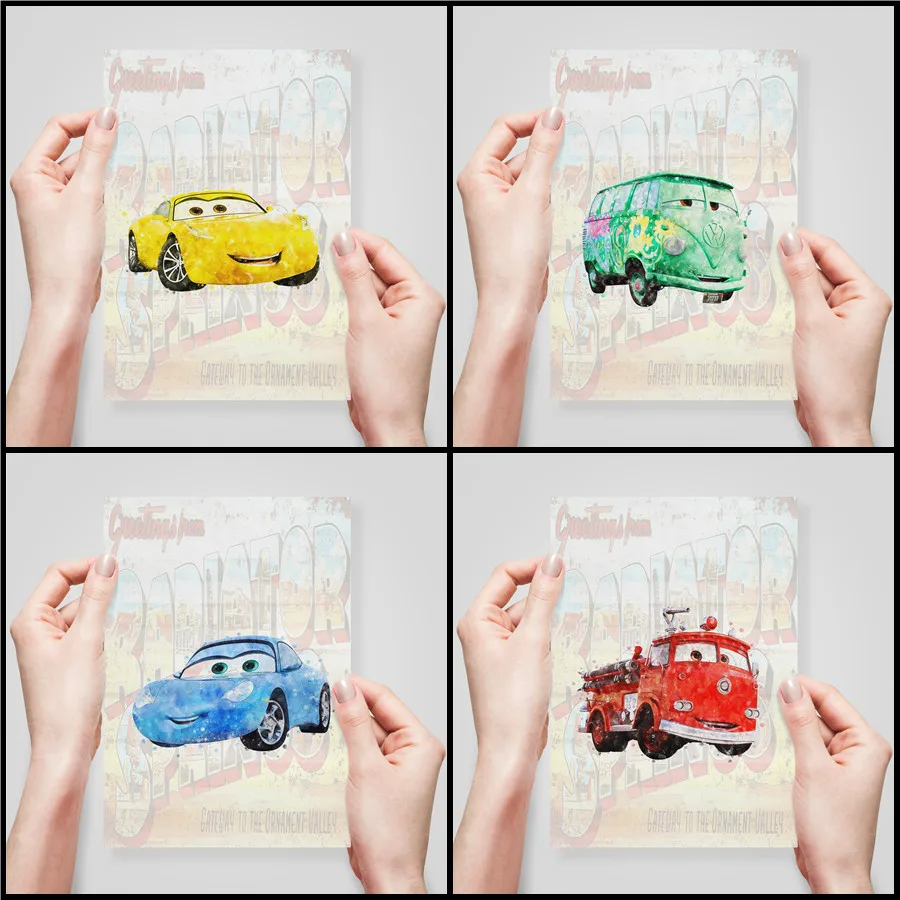 

Плакаты с мультяшными машинами Disney, настенное художественное изображение для гостиной, детской комнаты, Декор для дома, детская комната, по...