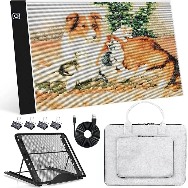 

Diamond Painting Tools A4 LED Light Board, Ultra-Thin Adjustable Brightness Diamond Art Light for Tracing, Drawing, 5D