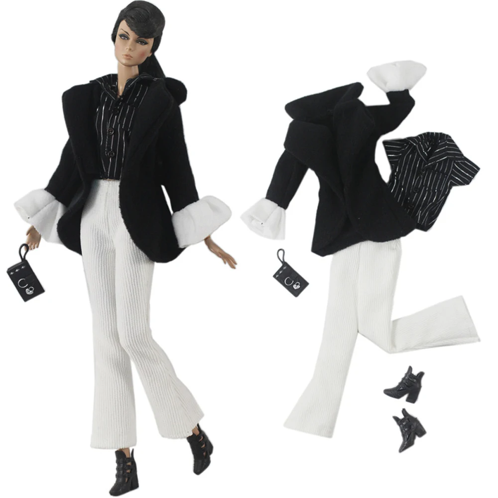 

NK 1 Set 1/6 Doll Outfit 1 Coat+1 Shirt +Trouseres+1 Bag+1 Shoes Daily Wear Fashion Clothes for Barbie Doll Accessories