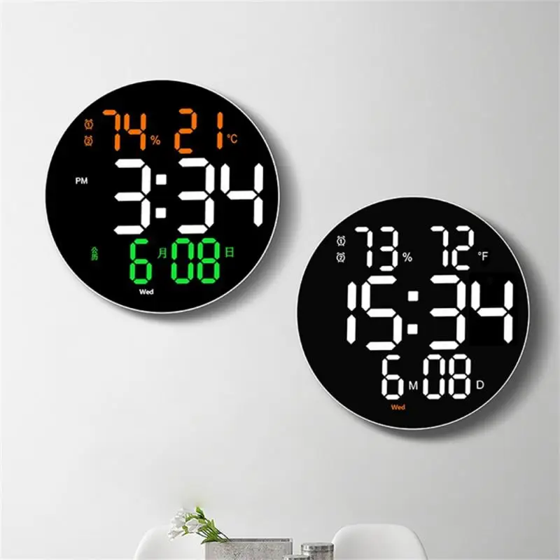 

10 inch Digital Led Wall Clock Calendar with Alarms,Temperature Thermometer and Humidity Hygrometer. Home Living Room Decoration