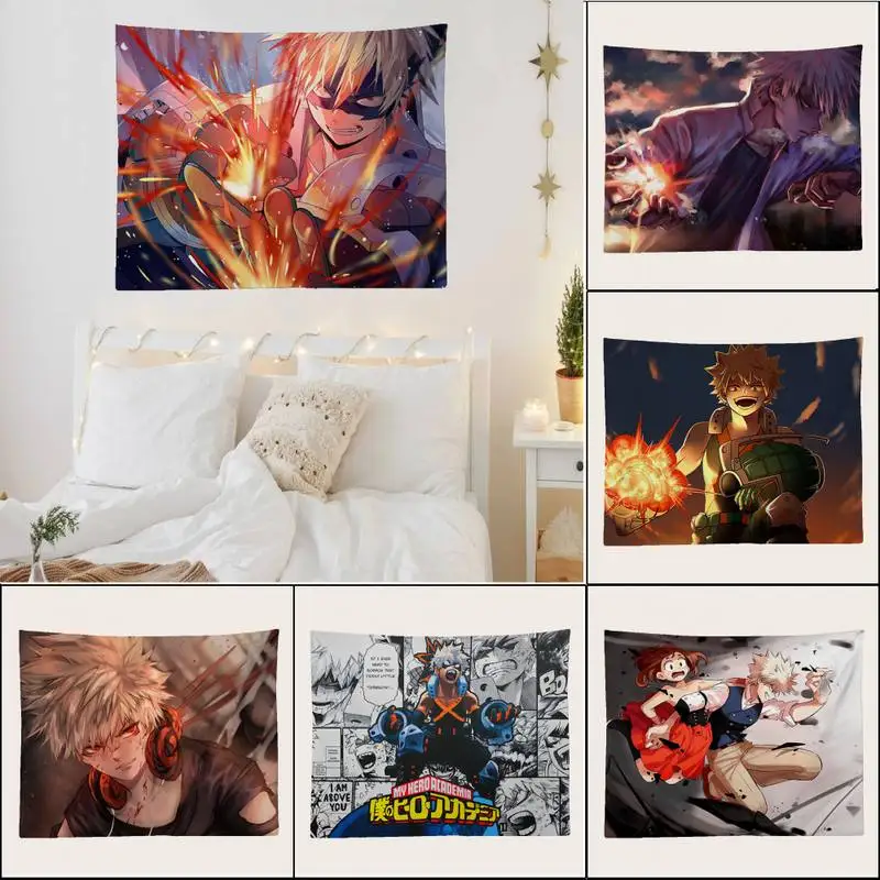 

Katsuki Bakugo Boku гобелен моя геройская Академия Художественная печать дешевый хиппи настенный богемный настенный гобелены