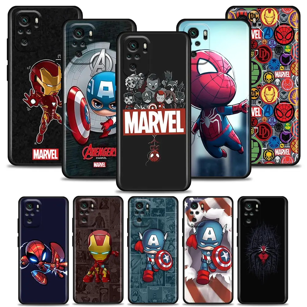 

Marvel Phone Case for Redmi 10 9 9A 9C 9i K20 K30 K40 Plus Note 10 11 Pro Soft Silicone Cover Cute Lovely Cartoon Marvel Heroes