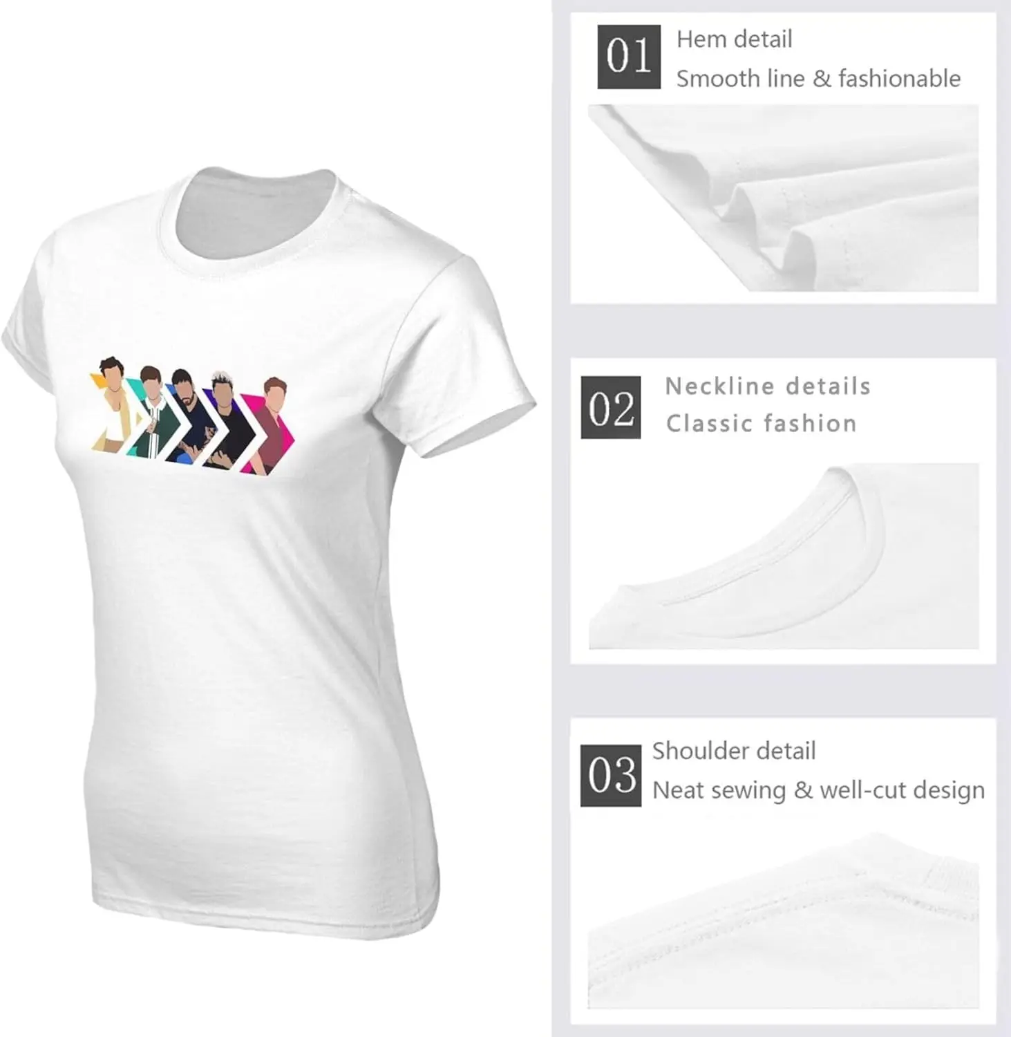 Женская футболка One Music and Direction с принтом повседневные топы круглым вырезом и