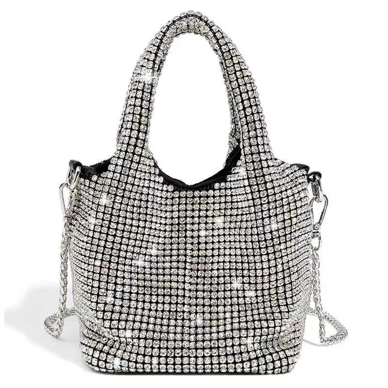 

Women's 2023 new Luxury Diamonds Bucket Bag Designer Brand Women Handbags Shinny Rhinestones Crossbody Bags Evening Party Purse