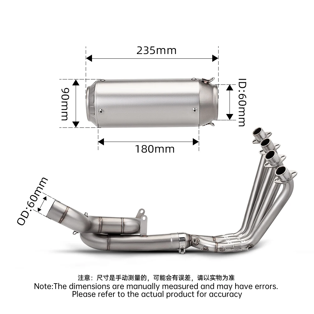Фото Для CBR650F CBR650: Полная выхлопная система, глушитель для мотоцикла, передняя труба, модифицированная вставная труба из нержавеющей стали для CB650F CBR650R №3