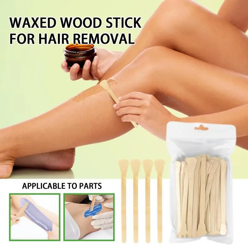 

Wooden Hair Removal Stick Natural Birch Waxed Spatulas Applicator Non-Irritating Hair Removing Tool For Beard Eyebrows Nose Hair