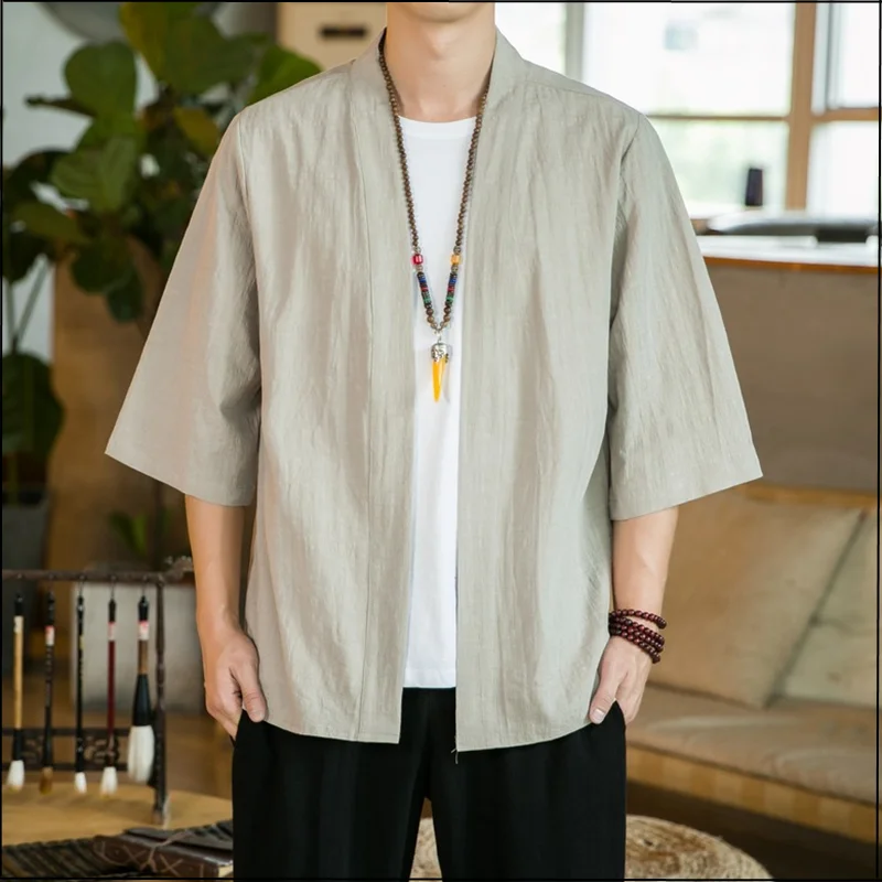 

2022 Brand New Men Cotton Linen Shirt Chinese Solid Casual Male Shirts Spring Summer Streetwear Loose Shirts Men's Clothing