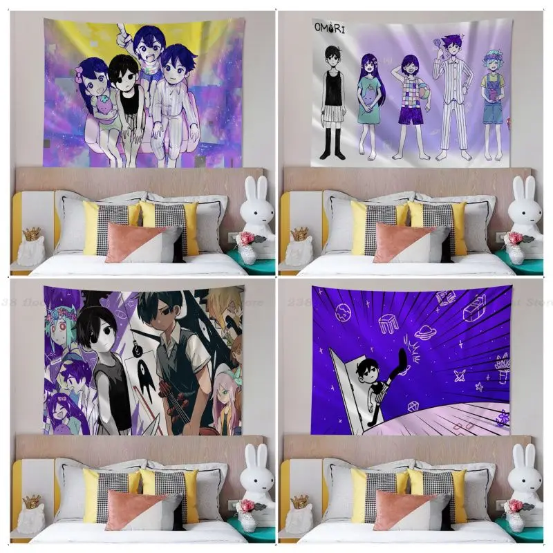 

Video Game Omori Character Tapestry Anime Tapestry Hanging Tarot Hippie Wall Rugs Dorm Wall Hanging Sheets