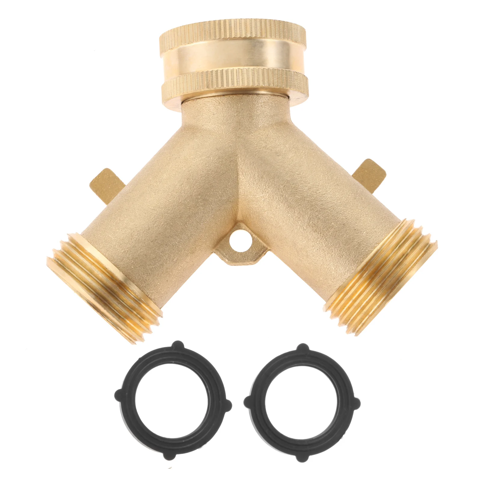 

1set Heavy Duty Brass 3/4-inch 2-ways Male Threaded Garden Hose Connection Y Splitter Faucet Dual Shut Off Valves with Washer