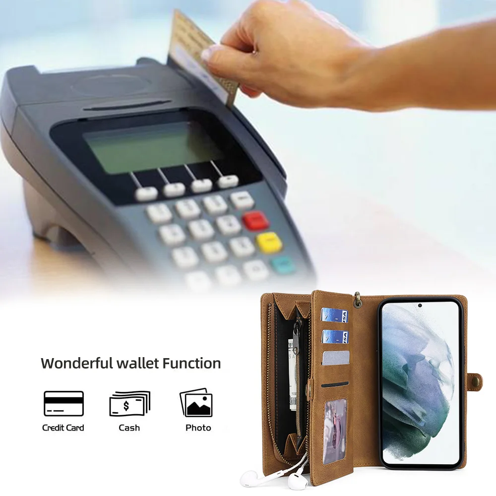 Leather Case For iPhone 14 13 11 X 10 12 Case Women Men Card Holder Strap Wallet Back Case For Apple iPhone 6 S 7 8 Plus SE Case