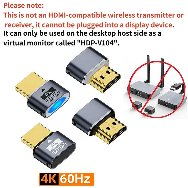 Фото 4K HDR Виртуальный монитор Эмулятор EDID HDMI-совместимый штекер-заглушка Безголовый адаптер дисплея Ghost Поддержка до 4k при 60 Гц 1080 при 120 Гц №5