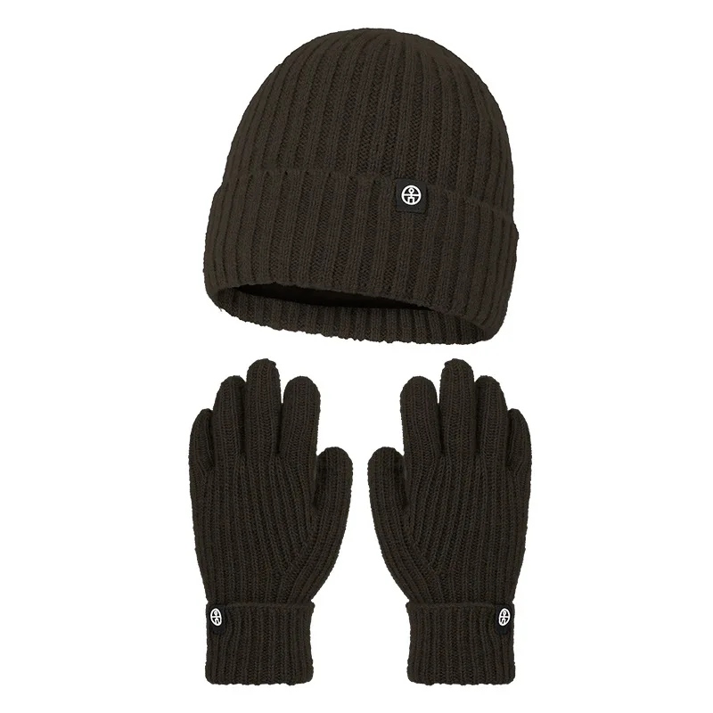 Шерстяная Шапка и перчатки в комплекте мужские зимние двухслойные вязаные шапки