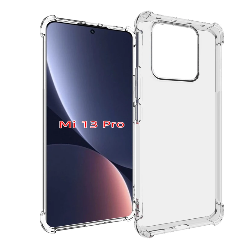 

Прозрачный полноразмерный чехол из ТПУ с четырьмя углами и защитой от падения для Xiaomi 13 Pro