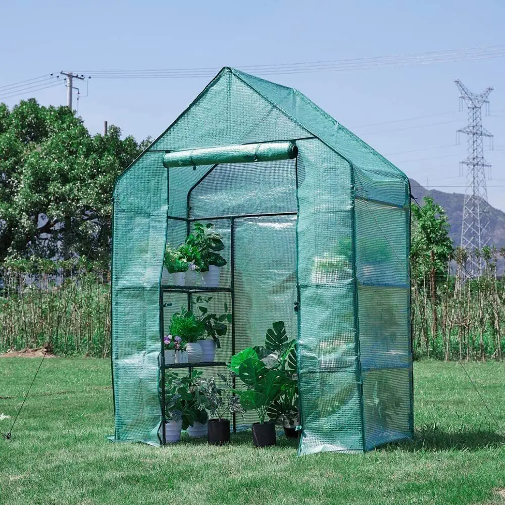 8 Shelf 3 Tier Greenhouse Portable Mini Walk In Outdoor Mini Planter House-