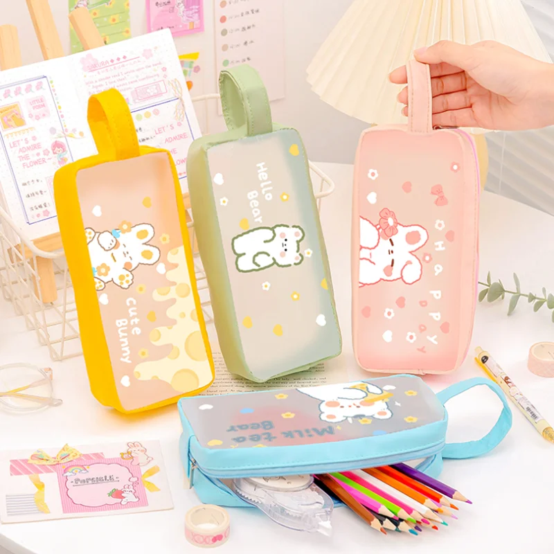 

Kawaii Stationery Estuche Lapices Transparent Pencil Case Pencil Cases For Girls Trousse Scolaire School Supplies Pencil Pouch