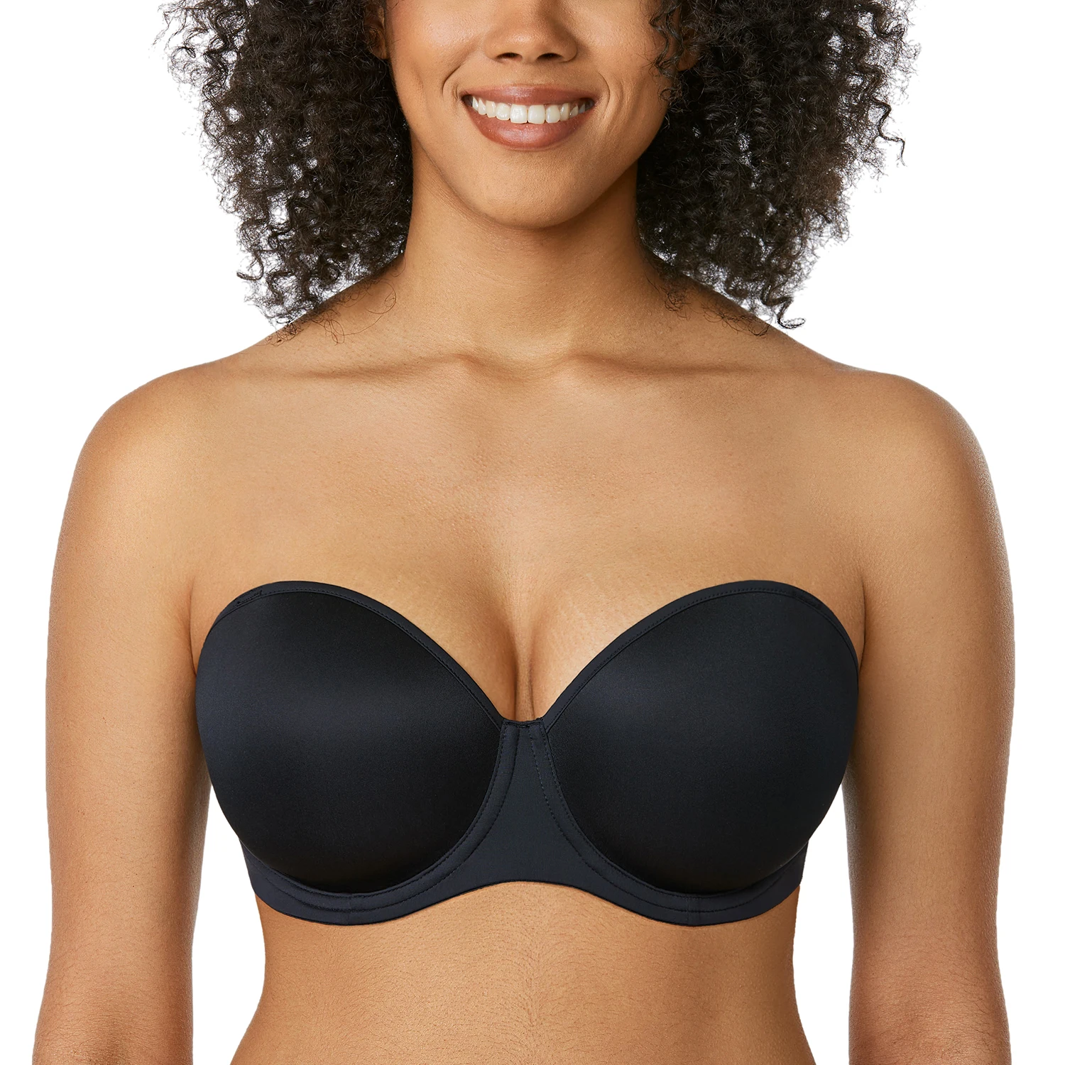 

Women's Strapless Bra for Big Busted Contour Underwire Multiway Full Coverage Plus Size Invisible Silicone Bras