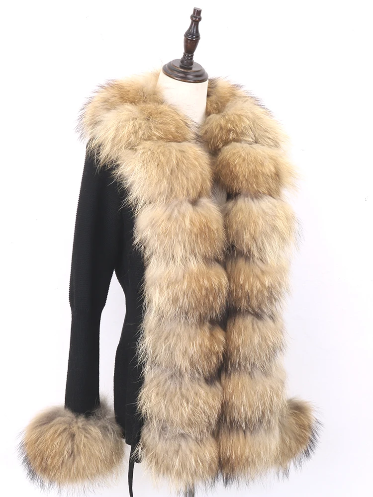 Ladies Fur Sweater Women Real Fox Fur Short Sweater Natural Fur Cardigan Natural Real Fox Fur Placket Luxury Thick Real Wool War enlarge