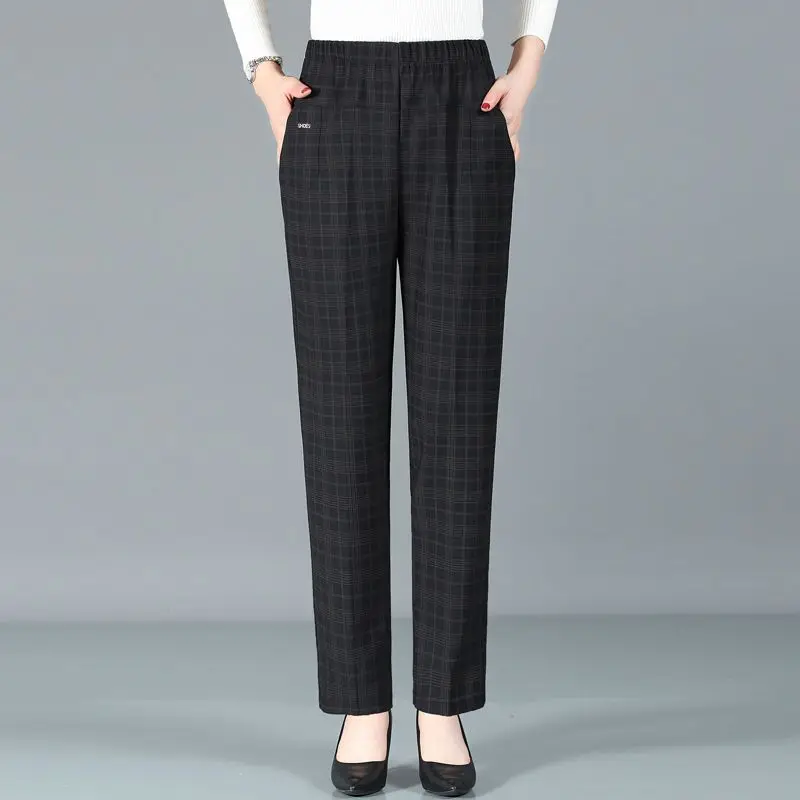 

Осень-зима 2022, модные женские брюки среднего возраста с карманами, женские бархатные повседневные брюки, женские прямые брюки с высокой тал...