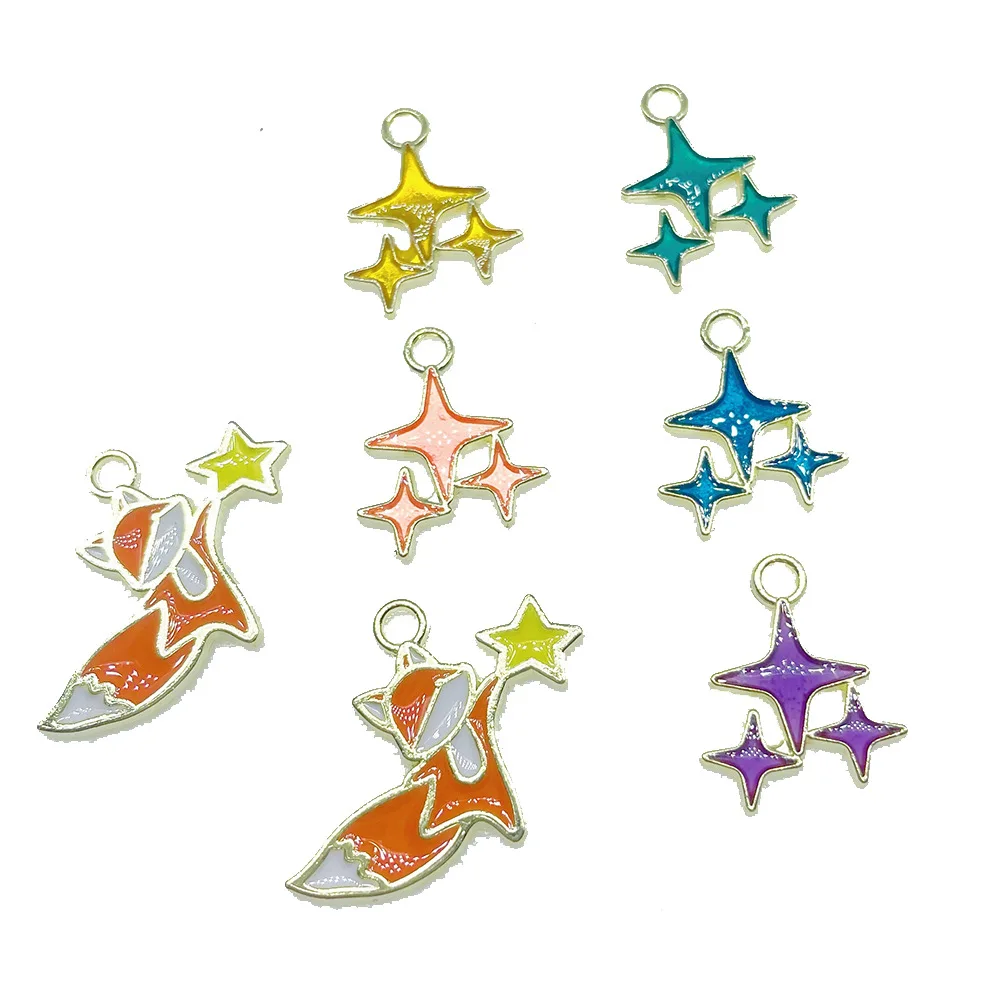 

diy fox star alloy drop oil pendant jewelry accessories necklace earrings keychain small pendant