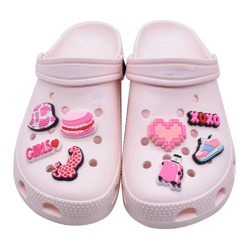 Novelty 37 Pcs Pink Girl Croc Charms Accessories Sandals Shoe Decorations Buckle Girls Women Party Gifts