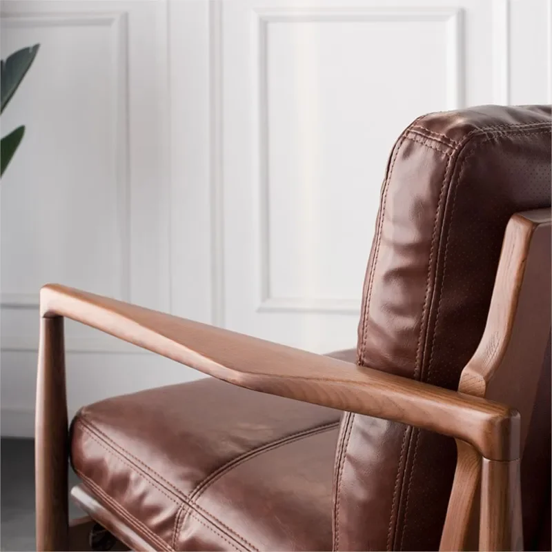 Wuli Hank Белый воск Деревянный диван для одного человека Скандинавский верхний слой