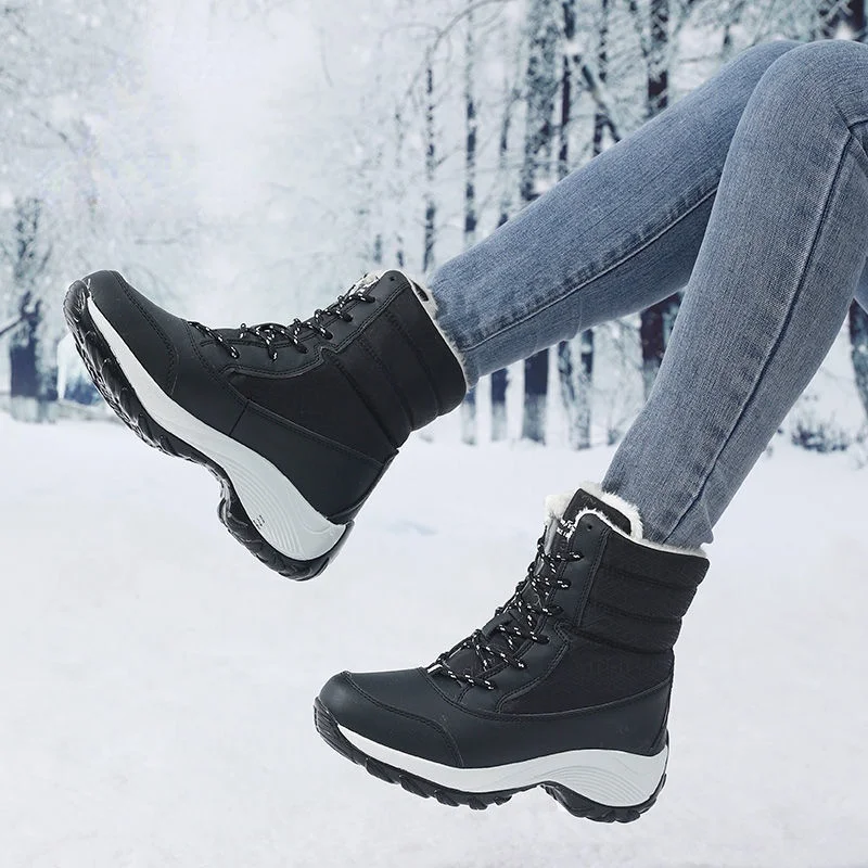 Ankle Boots for Women Winter Wedges Platform Boots Plush Waterproof Warm Non-slip Booties Woman Punk Shoes Furry Snow Boots