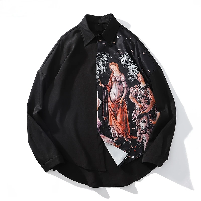 

Рубашка мужская оверсайз с длинным рукавом и принтом, 2020