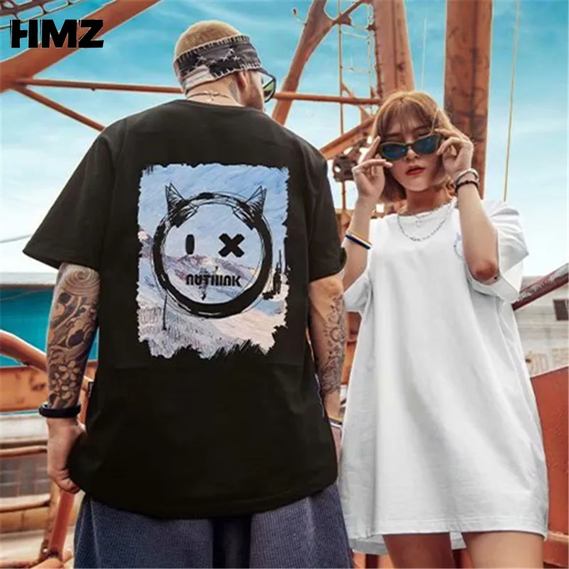 Новая модная мужская футболка HMZ 2022 летняя свободная в стиле хип-хоп хлопковые