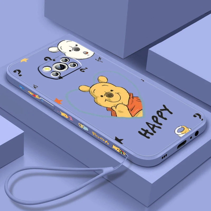 

Liquid Left Rope Phone Case For Xiaomi Mi Poco M5s M5 X4 X3 M4 M3 F4 F3 GT C50 Pro NFC 5G Disney Winnie The Bear Cute Cover