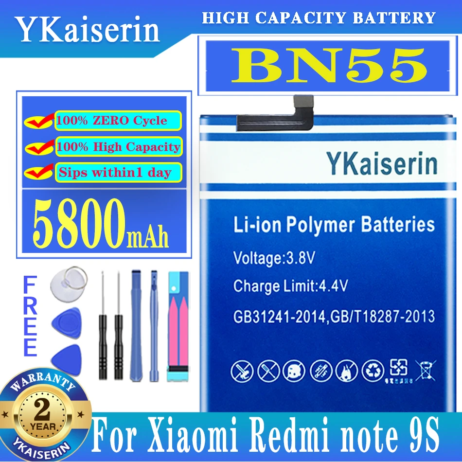 

YKaiserin BN55 BN 55 BN54 BN62 Battery for Xiaomi Redmi Note 9s 9 S /9 5G /9 4G Note9s Note9 5G /For Redmi 10X 4G Redmi10X 4G