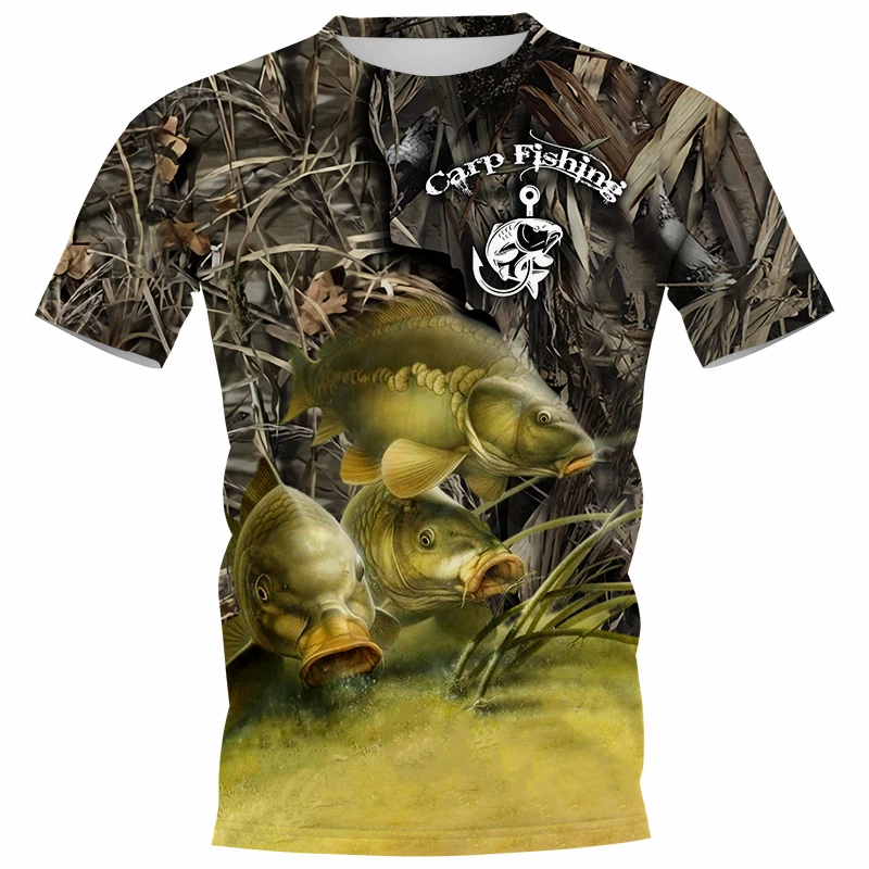 

2022 Summer Popular Carp Fishing Fully Printed T-Shirts Men Women 3D Catfish Printing Tee Shirt Short Sleeve Casual Tops