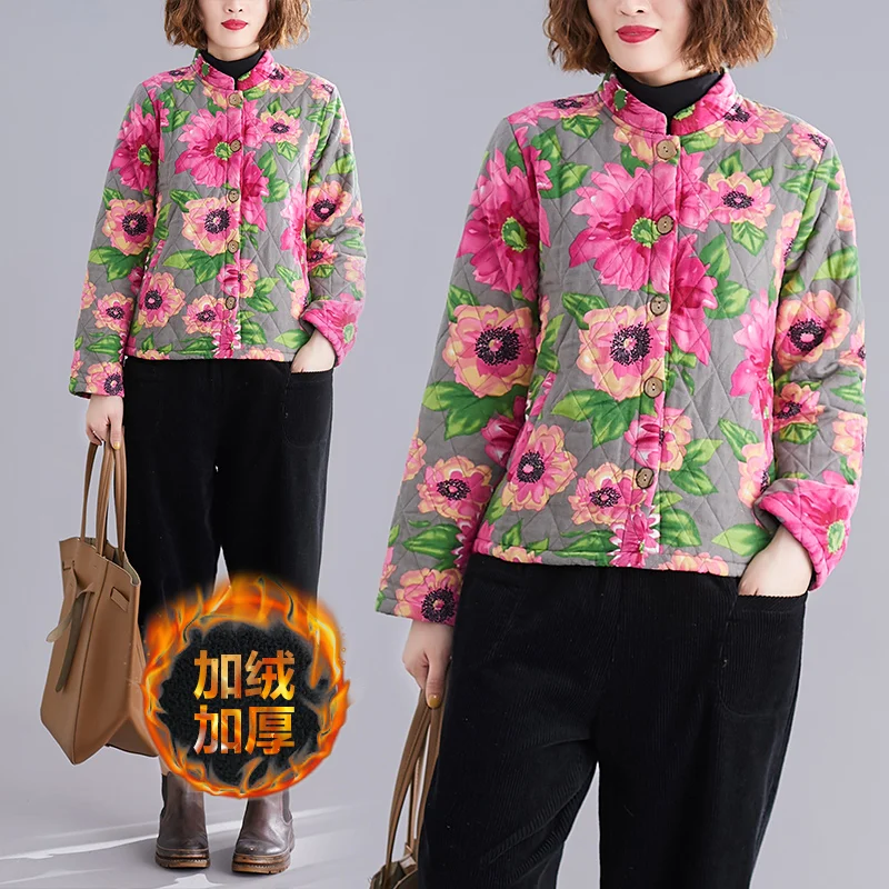 Женское утепленное пальто из хлопка однобортное винтажное Паркера с длинным