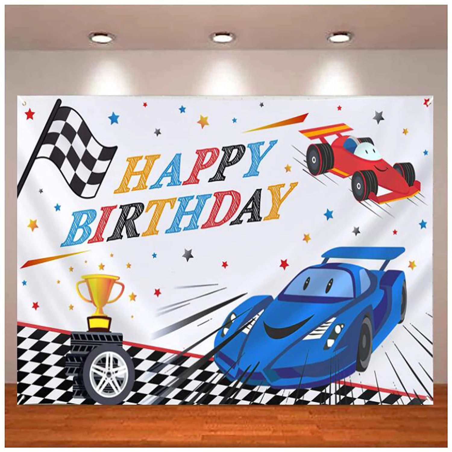 

Photography Backdrop Race Car Theme Birthday Party For Boys Kids Car Party Supplies Large Wall Banner Background Room Decor