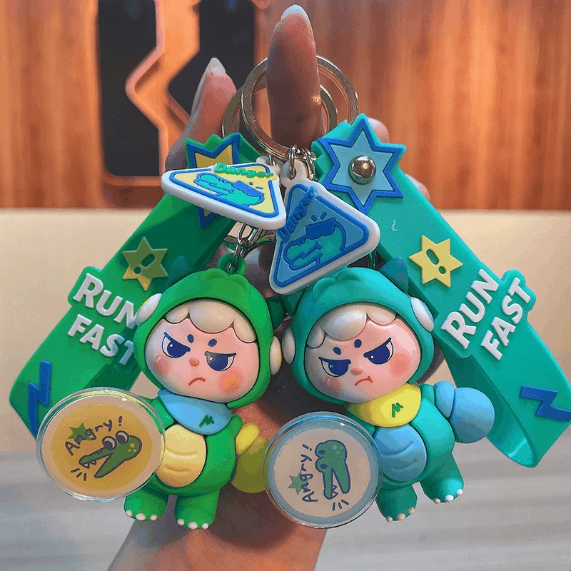 

Cute Cartoon Angry Dinosaur Keychain Cartoon Pvc Doll Bag Pendant Key Chain Jewelry Car Wholesale Keyring Girl Gift Woman