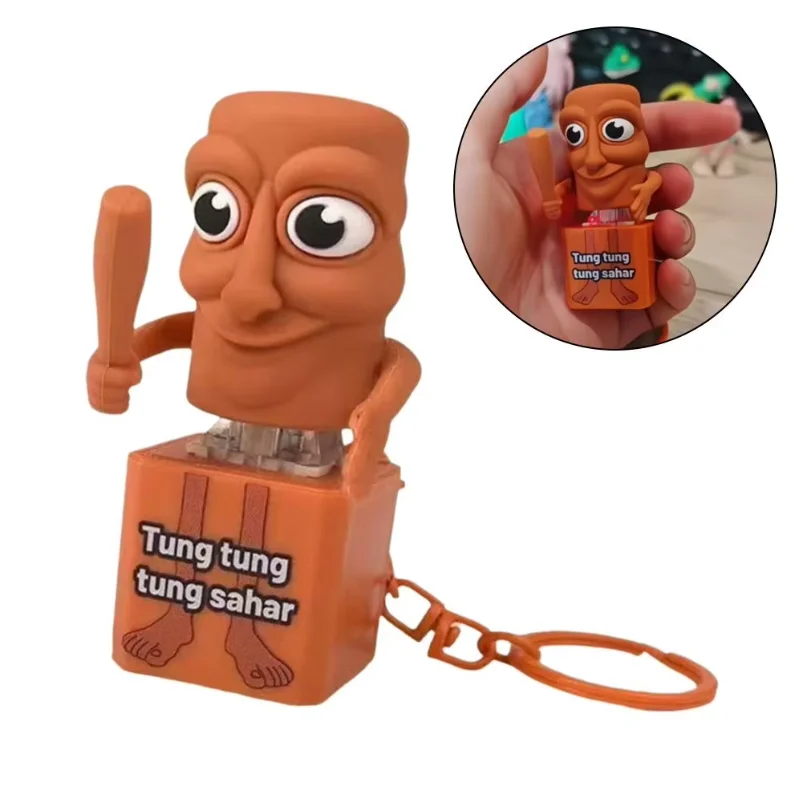 Фото Брелок Tung Tung Tung Sahur с LED-подсветкой и кнопкой, итальянский дизайн, Brainrot Tralalero Tralala, подвеска-акула для сумки, аксессуары для ключей №4