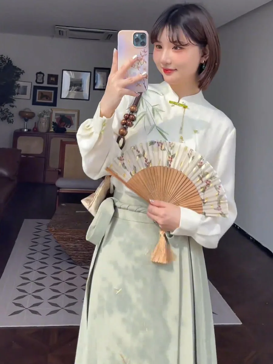 Модная женская юбка Hanfu с изображением лошади династии Мин Женский костюм