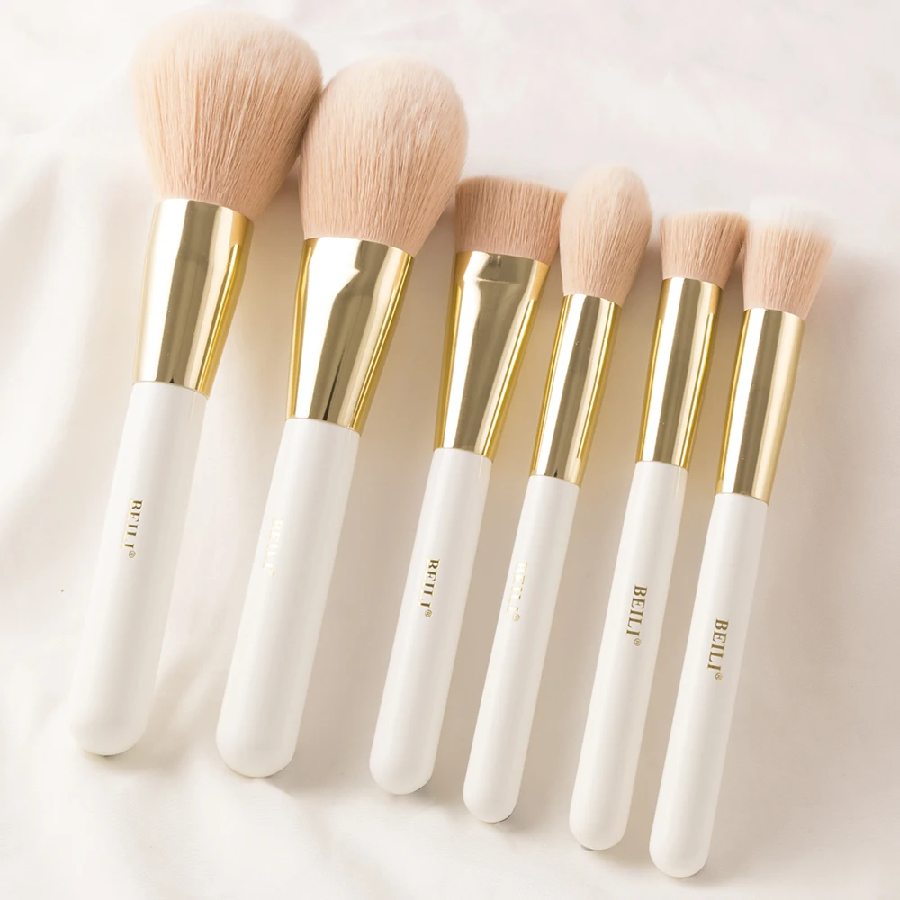 

Набор кистей для макияжа BEILI Pro, белый и золотой набор для пудры, основы под макияж бровей, фирменная торговая марка, 30