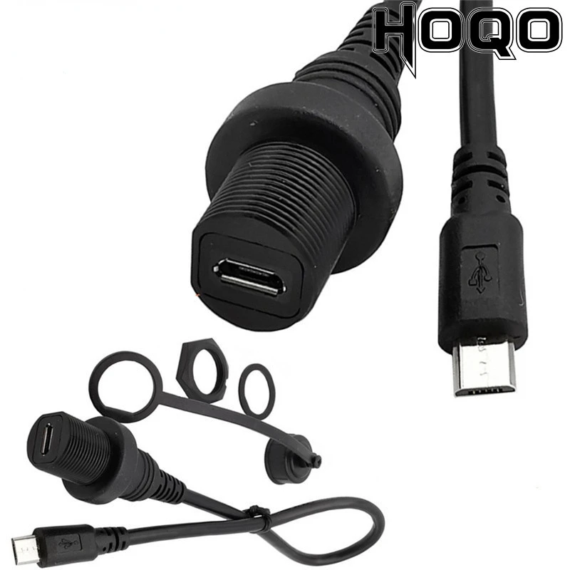 

Micro USB Waterproof Cable,Micro-USB 2.0 5pin IP 67 MicroUSB Female Panel Mount Water Proof Connector Extension Cord 0.3m 1m