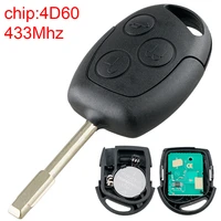 433mhz 3 buttons car remote key case with 4d60 chip and fo21 blade replacement for ford fusion focus mondeo fiesta galaxy