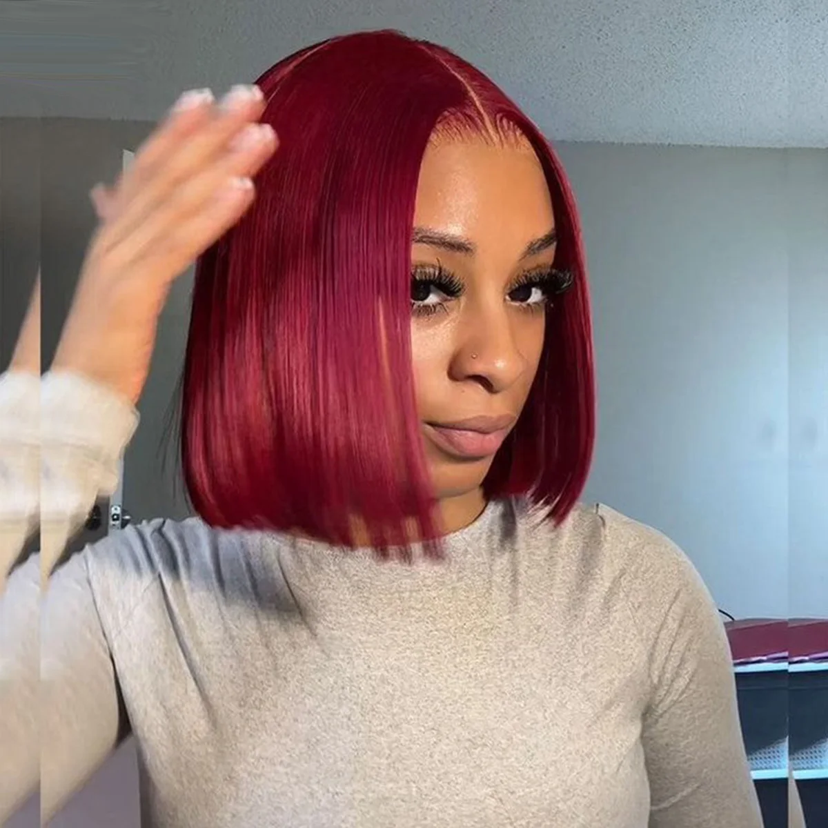 Плотность 180 Прямой Боб Человеческие Волосы Парик 13x4 Кружевные Фронтальные