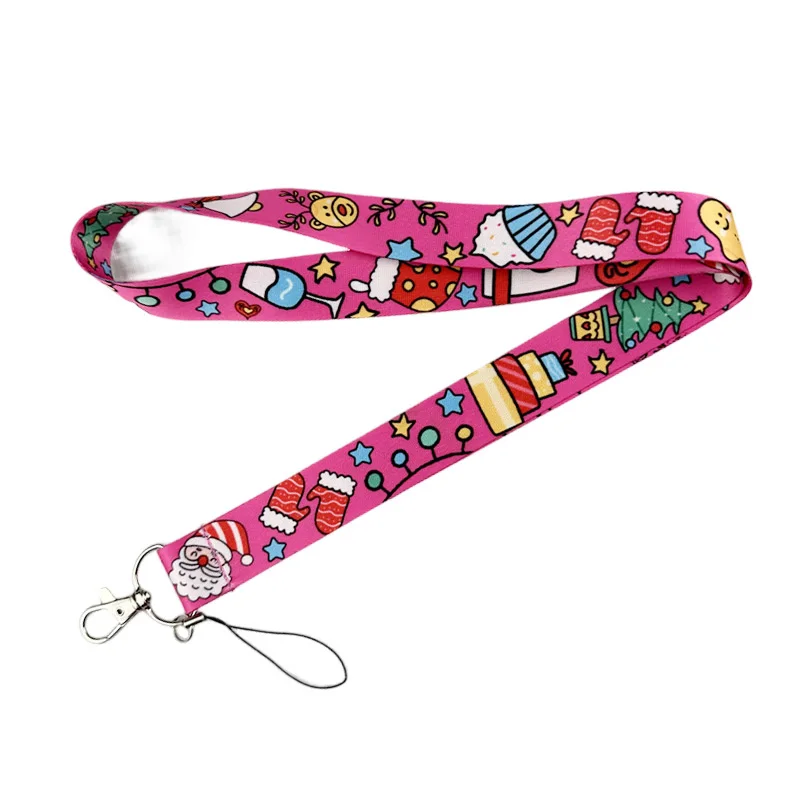 Розовый отец Рождественский брелок на шею ожерелье лямки ленты аниме мультяшный