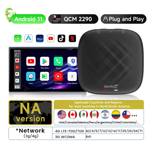 

Carlinkit CarPlay Mini Ai TV Box Andoroid 13, беспроводной CarPlay Android Auto для Audi Bmw Mazda Toyota 4G LTE 128G